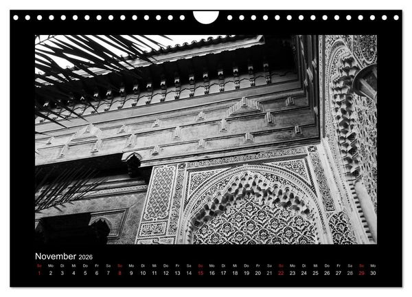 Produktbild: Marokko - Nostalgie in schwarz-weiss (Wandkalender 2026 DIN A4 quer), CALVENDO Monatskalender