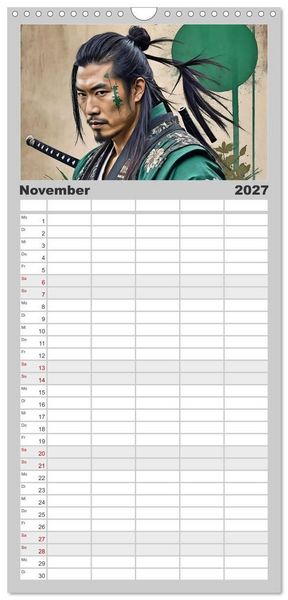 Produktbild: Familienplaner 2027 - Samurai - Asian Spirit mit 5 Spalten (Wandkalender, 21 x 45 cm) CALVENDO