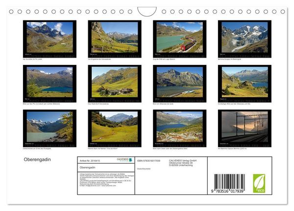 Produktbild: Oberengadin (Wandkalender 2026 DIN A4 quer), CALVENDO Monatskalender