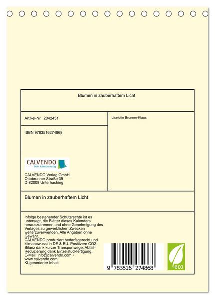 Produktbild: Blumen in zauberhaftem Licht (Tischkalender 2026 DIN A5 hoch), CALVENDO Monatskalender