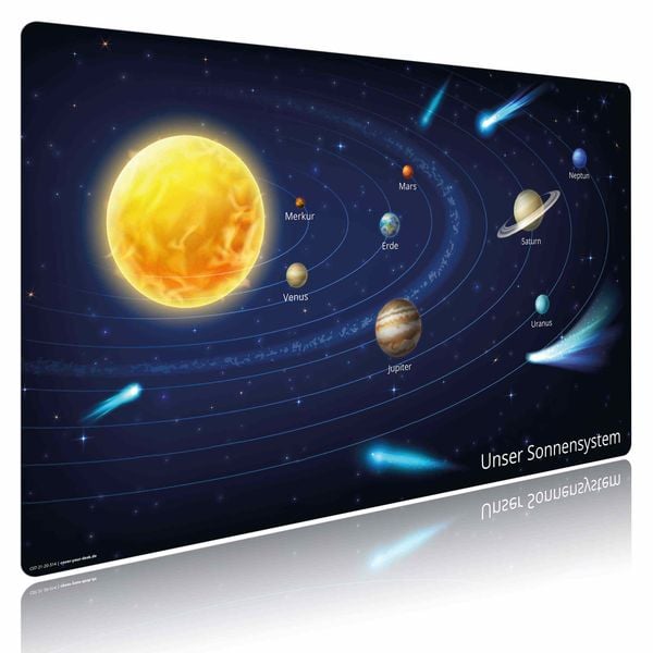 Produktbild: Cover-your-desk Schreibtischunterlage f&uuml;r Kinder und Erwachsene Unser Sonnensystem, aus hochwertigem Vinyl , 65 x 40 cm
