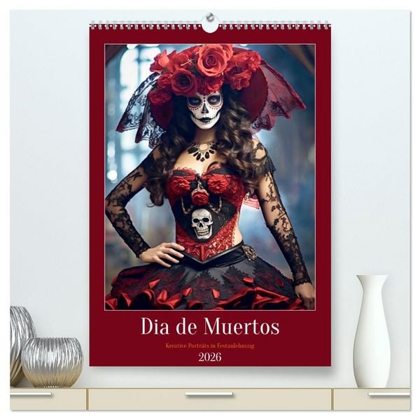 Produktbild: Dia de Muertos Kreative Portr&auml;ts in Festanlehnung (hochwertiger Premium Wandkalender 2026 DIN A2 hoch), Kunstdruck in Hochglanz