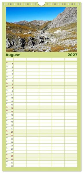 Produktbild: Familienplaner 2027 - Lechtaler Alpen mit 5 Spalten (Wandkalender, 21 x 45 cm) CALVENDO