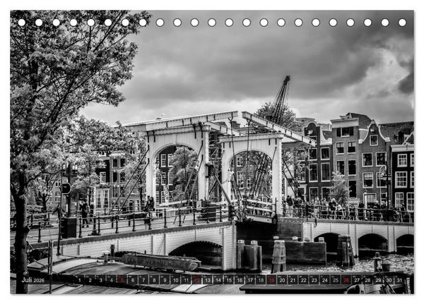 Produktbild: AMSTERDAM Stadtherz in Monochrom (Tischkalender 2026 DIN A5 quer), CALVENDO Monatskalender