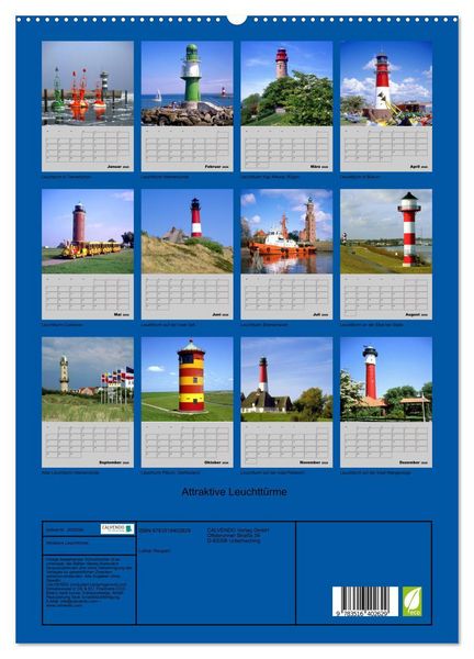 Produktbild: Attraktive Leuchtt&uuml;rme (hochwertiger Premium Wandkalender 2026 DIN A2 hoch), Kunstdruck in Hochglanz