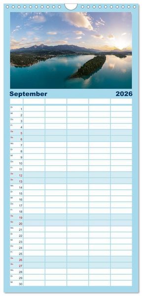 Produktbild: Familienplaner 2026 - Der wundersch&ouml;ne Faaker See in K&auml;rnten mit 5 Spalten (Wandkalender, 21 x 45 cm) CALVENDO