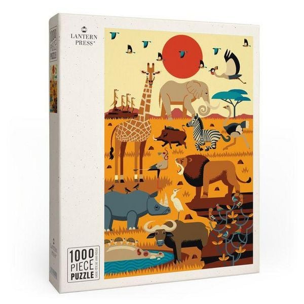 Savanna Animals - Textured Geometric- 1000 Piece Puzzle