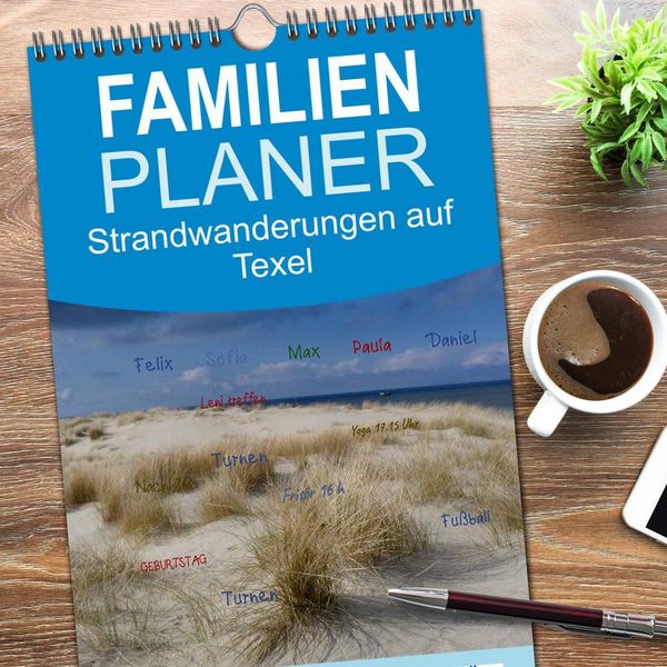 Produktbild: Familienplaner 2026 - Strandwanderungen auf Texel mit 5 Spalten (Wandkalender, 21 x 45 cm) CALVENDO