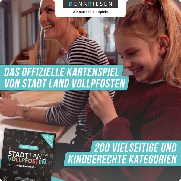 Denkriesen - Stadt Land Vollpfosten® - das Kartenspiel - Junior Edition "jeder Punkt Zählt."