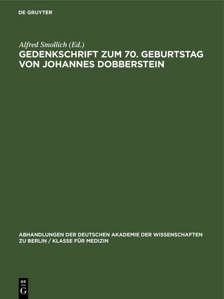 Produktbild: Gedenkschrift zum 70. Geburtstag von Johannes Dobberstein