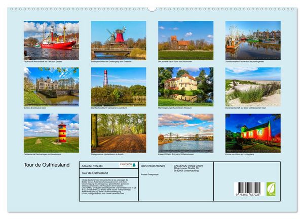 Produktbild: Tour de Ostfriesland (hochwertiger Premium Wandkalender 2026 DIN A2 quer), Kunstdruck in Hochglanz