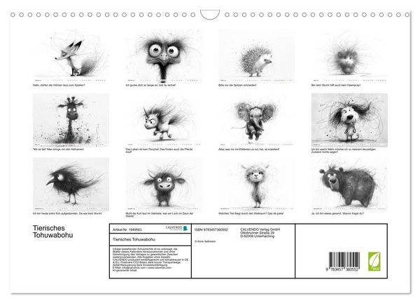 Produktbild: Tierisches Tohuwabohu (Wandkalender 2026 DIN A3 quer), CALVENDO Monatskalender