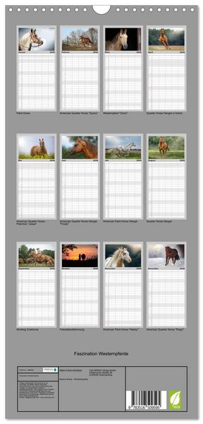 Produktbild: Familienplaner 2026 - Faszination Westernpferde mit 5 Spalten (Wandkalender, 21 x 45 cm) CALVENDO