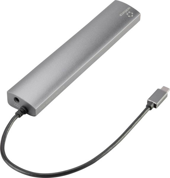 Produktbild: Renkforce RF-3374946 USB-Hub 6+1 Port USB-A USB 3.2 Gen1 5 GBit/s mit Pass-Through Stromanschluss, mit Aluminiumgeh&auml;use Silber