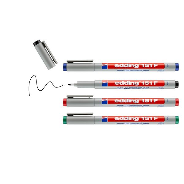 Produktbild: Edding Folienschreiber Non-permanent Pen 151 F, 4er Set