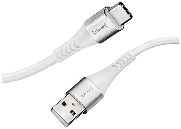 Produktbild: Intenso USB-Kabel USB 2.0 USB-A Stecker, USB-C&reg; Stecker 1.50 m Wei&szlig; Stoff-Ummantelung 7901102