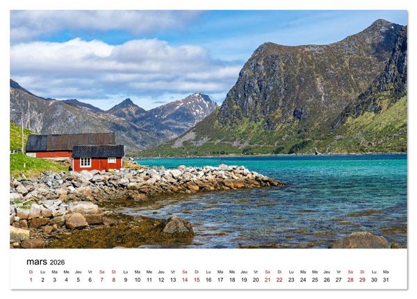 Produktbild: Lofoten - &Icirc;les de r&ecirc;ve norv&eacute;giennes (Calendrier de bureau 2026 DIN A5 vertical), CALVENDO calendrier mensuel