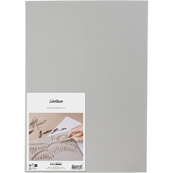 Produktbild: Creativ Company Linoleum, 1 Pck, 1 Stk, 30x40 cm, 3 mm, Grau