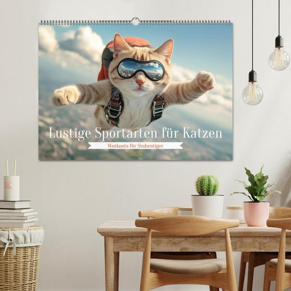 Produktbild: Lustige Sportarten f&uuml;r Katzen (Wandkalender 2026 DIN A2 quer), CALVENDO Monatskalender