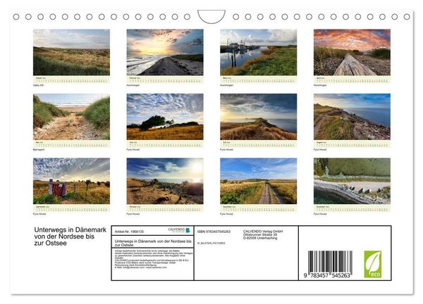 Produktbild: Unterwegs in D&auml;nemark von der Nordsee bis zur Ostsee (Wandkalender 2026 DIN A4 quer), CALVENDO Monatskalender