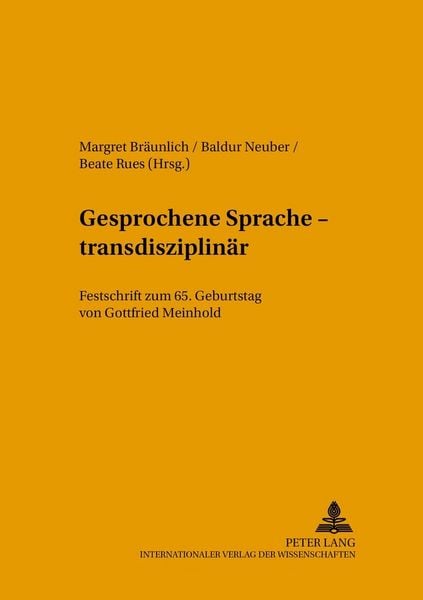 Produktbild: Gesprochene Sprache &ndash; transdisziplin&auml;r