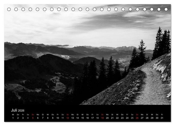 Produktbild: BERGE IN SCHWARZ WEISS (Tischkalender 2026 DIN A5 quer), CALVENDO Monatskalender