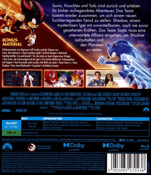 Produktbild: Sonic the Hedgehog 3 (Blu-ray)
