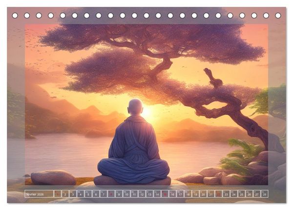 Produktbild: M&eacute;ditation Le chemin vers la s&eacute;r&eacute;nit&eacute; (Calendrier de bureau 2026 DIN A5 vertical), CALVENDO calendrier mensuel