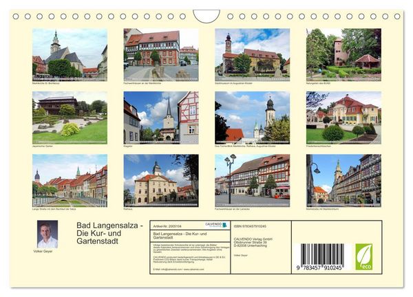 Produktbild: Bad Langensalza - Die Kur- und Gartenstadt (Wandkalender 2026 DIN A4 quer), CALVENDO Monatskalender
