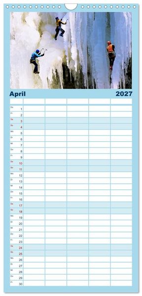 Produktbild: Familienplaner 2027 - Extremsport Eisklettern mit 5 Spalten (Wandkalender, 21 x 45 cm) CALVENDO