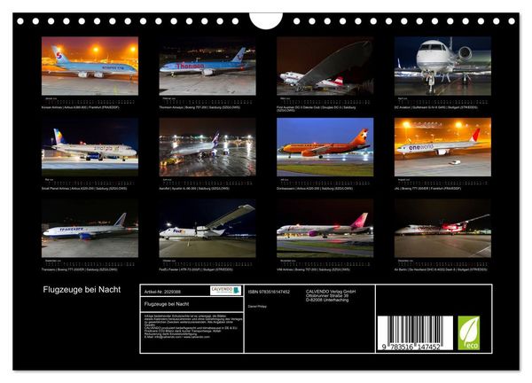 Produktbild: Flugzeuge bei Nacht (Wandkalender 2026 DIN A4 quer), CALVENDO Monatskalender