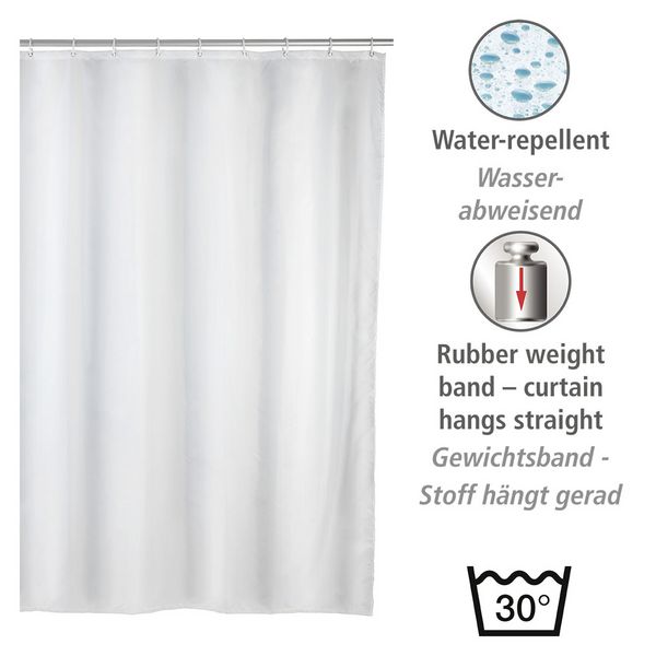 Produktbild: Duschvorhang Uni Wei&szlig; 180 x 200 cm, Textil (Polyester), 180 x 200 cm, waschbar