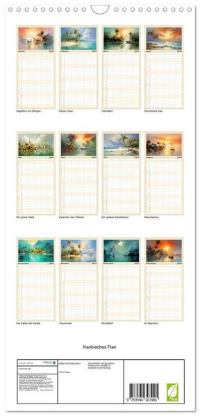 Produktbild: Familienplaner 2027 - Karibisches Flair mit 5 Spalten (Wandkalender, 21 x 45 cm) CALVENDO
