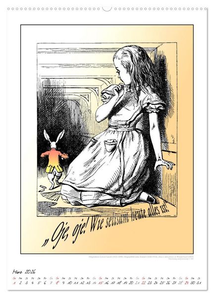 Produktbild: Alice im Wunderland - Weltliteraturkalender (Wandkalender 2026 DIN A2 hoch), CALVENDO Monatskalender