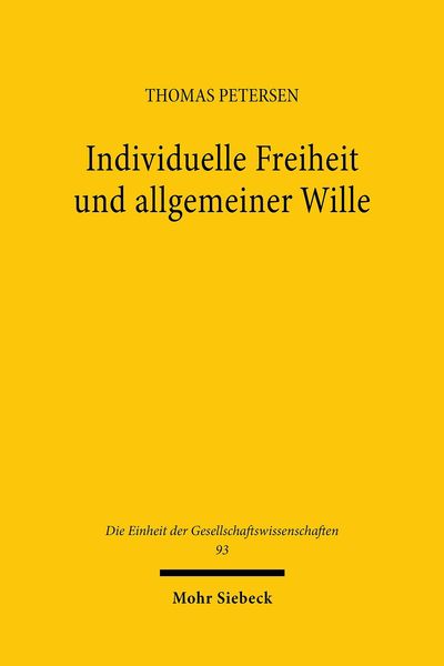 Produktbild: Individuelle Freiheit und allgemeiner Wille