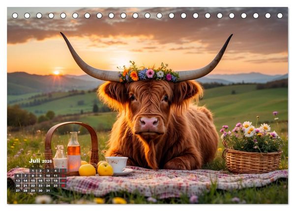Produktbild: Highland K&uuml;he (Tischkalender 2026 DIN A5 quer), CALVENDO Monatskalender