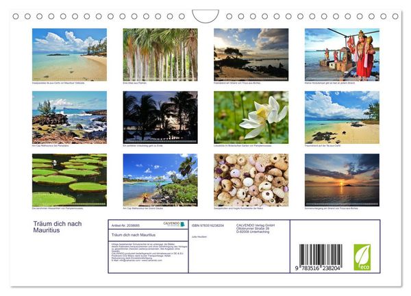Produktbild: Tr&auml;um dich nach Mauritius (Wandkalender 2026 DIN A4 quer), CALVENDO Monatskalender