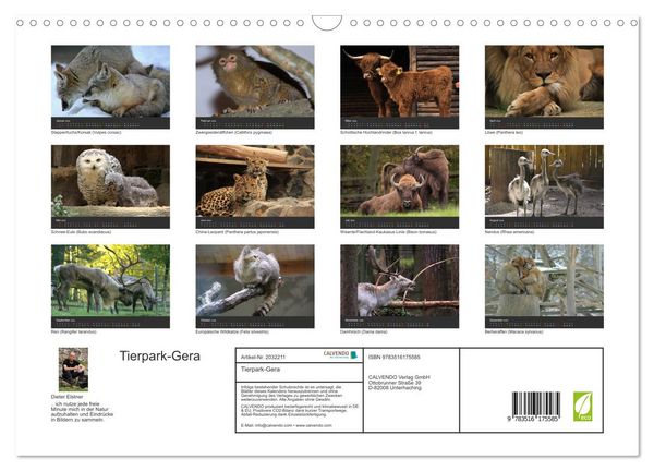 Produktbild: Tierpark-Gera (Wandkalender 2026 DIN A3 quer), CALVENDO Monatskalender