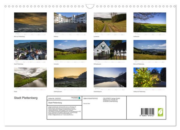 Produktbild: Stadt Plettenberg (Wandkalender 2026 DIN A3 quer), CALVENDO Monatskalender