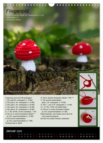 Produktbild: Amigurumi - H&auml;kelideen mit Anleitung (Wandkalender 2026 DIN A3 hoch), CALVENDO Monatskalender