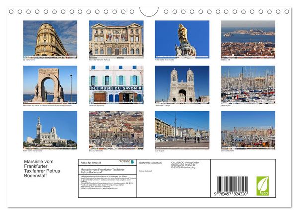 Produktbild: Marseille vom Frankfurter Taxifahrer Petrus Bodenstaff (Wandkalender 2026 DIN A4 quer), CALVENDO Monatskalender