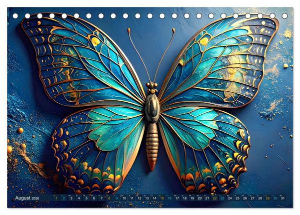 Produktbild: Artwork Schmetterlinge - Filigrane Leichtigkeit (Tischkalender 2026 DIN A5 quer), CALVENDO Monatskalender