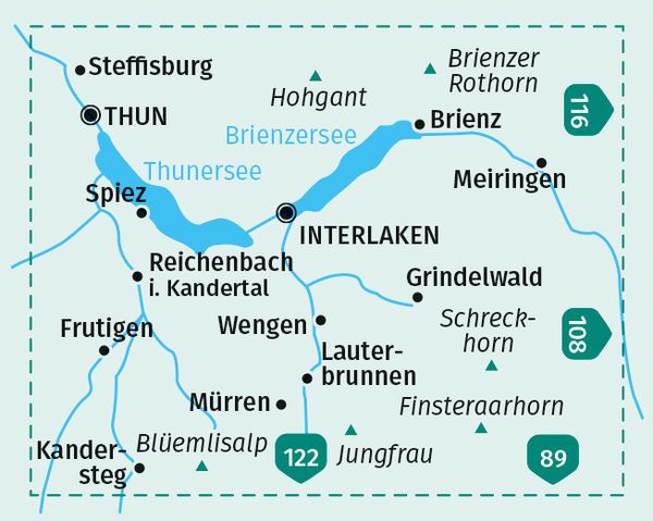KOMPASS Wanderkarte 84 Jungfrau-Region, Thunersee, Brienzers