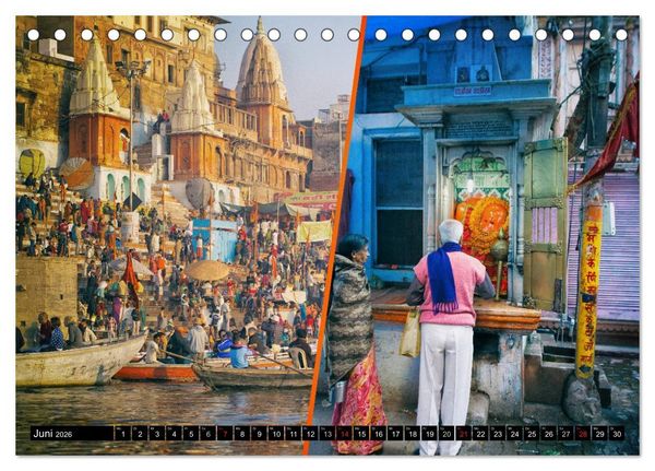 Produktbild: INDIEN Menschen Farben Impressionen (Tischkalender 2026 DIN A5 quer), CALVENDO Monatskalender