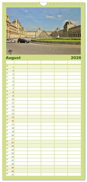 Produktbild: Familienplaner 2026 - Paris mit 5 Spalten (Wandkalender, 21 x 45 cm) CALVENDO