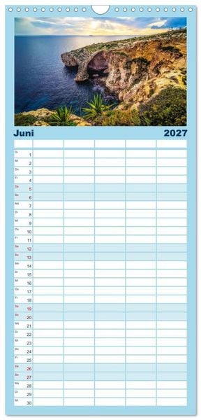 Produktbild: Familienplaner 2027 - Wundervolles Malta mit 5 Spalten (Wandkalender, 21 x 45 cm) CALVENDO