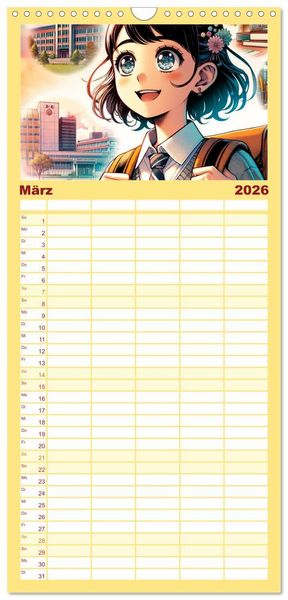 Produktbild: Familienplaner 2026 - Manga Momente - Mit KI entfachte Manga Magie mit 5 Spalten (Wandkalender, 21 x 45 cm) CALVENDO