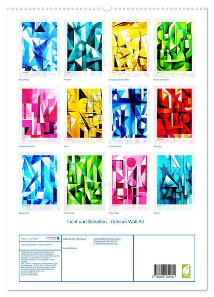 Produktbild: Licht und Schatten . Cubism Wall Art (hochwertiger Premium Wandkalender 2026 DIN A2 hoch), Kunstdruck in Hochglanz