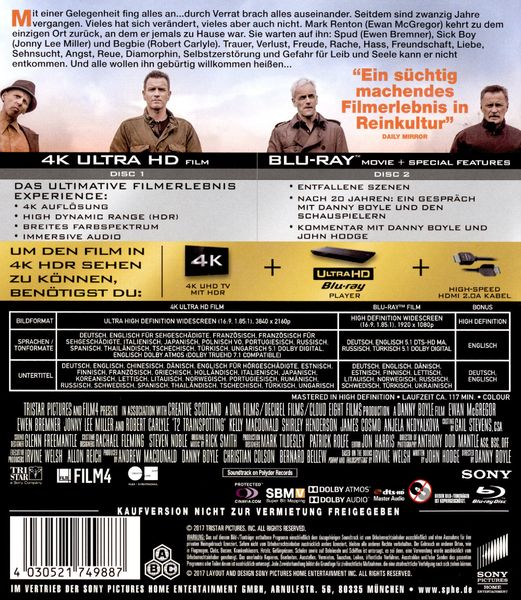 Produktbild: T2 Trainspotting (4K Ultra HD) (+ Blu-ray 2D)