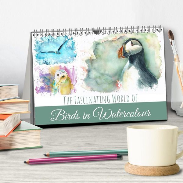 Produktbild: The Fascinating World of Birds in Watercolour (Desk Calendar 2027 DIN A5 landscape), CALVENDO 12 Month DeskCalendar